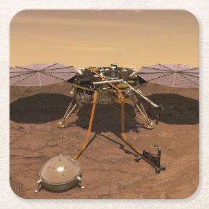Insight Lander som opererar Yta på Mars. Underlägg Papper Kvadrat