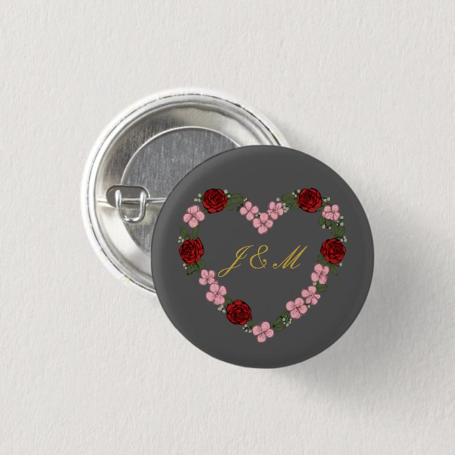 Insigne gris avec couronne de fleurs knapp (Framsida & baksida)