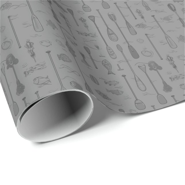 Insjö Liv Presentpapper - Monokrom  (Rullad Hörn)