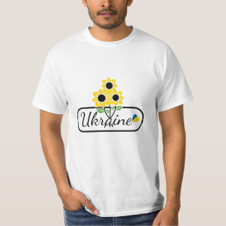 Inskriptionen Ukraina med hjärta och solros T Shirt