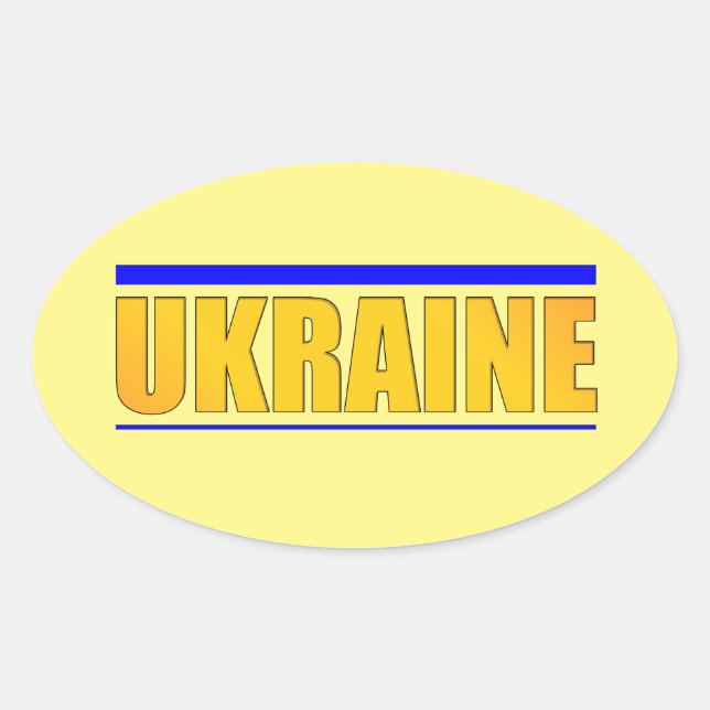 Inskriptionen Ukraina Ovalt Klistermärke (Framsida)