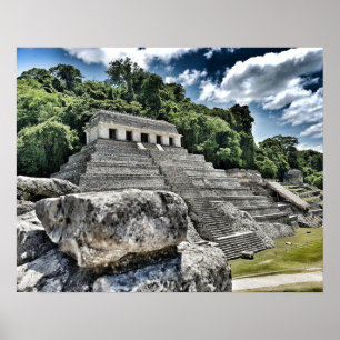 Inskriptionstemplen, Palenque, Mexiko Poster
