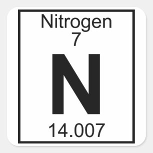 Inslag 007 - N - Ett gasformigt grundämne (fullt) Fyrkantigt Klistermärke