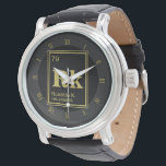 Inslag! Anpassat namn Guld Periodisk Armbandsur<br><div class="desc">Ett anpassat namn för coola och kreativ med namn och information visas regelbundet i bord.</div>