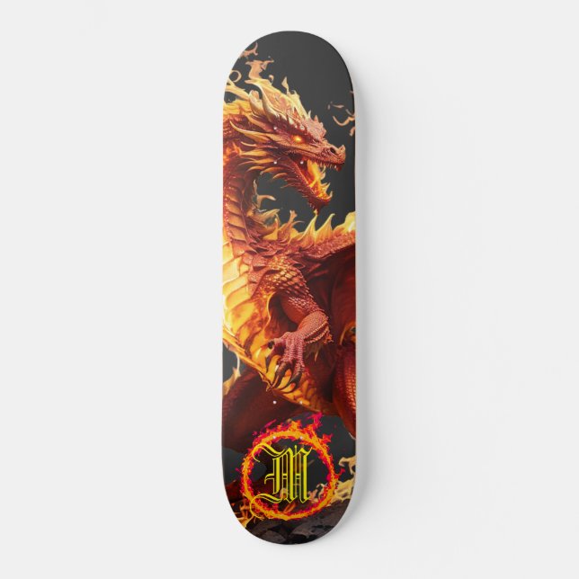 *~* Inslag AP88 Fire Elemental Dragon Fierce Mini Skateboard Bräda 18,5 Cm (Framsida)
