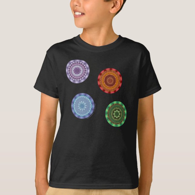 Inslag Mandalas Barn och Baby Mörk Shirt T-shirt (Framsida)