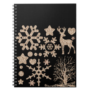 Inslag stjärnornas hjärta i glitter i julklapp anteckningsbok