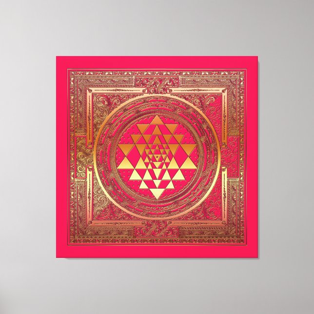 inslagen canvas yantra mandala india guld rosa yog (Framsida)
