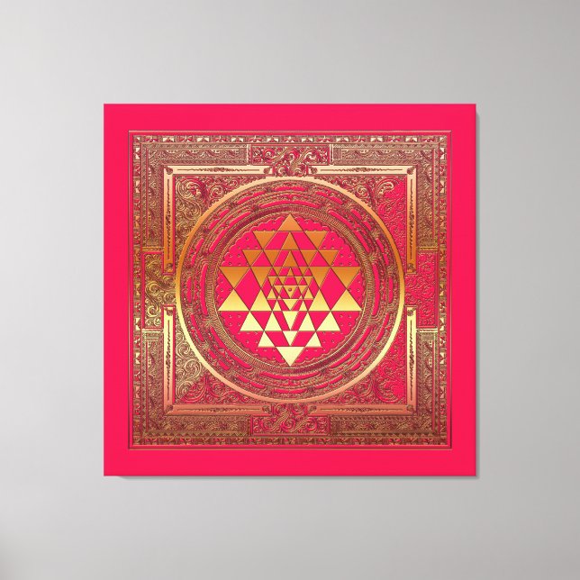 inslagen canvas yantra mandala india guld rosa yog (Framsida)