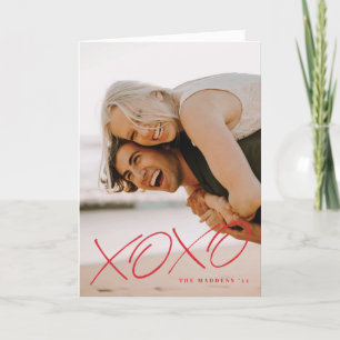 Inslaget XOXO-överlägg Alla hjärtans dagskort - rö Tack Kort
