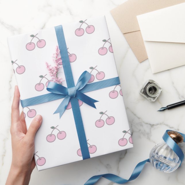 Inslagning av körsbärsgåva av rosa i Cute Presentpapper (Gifting)