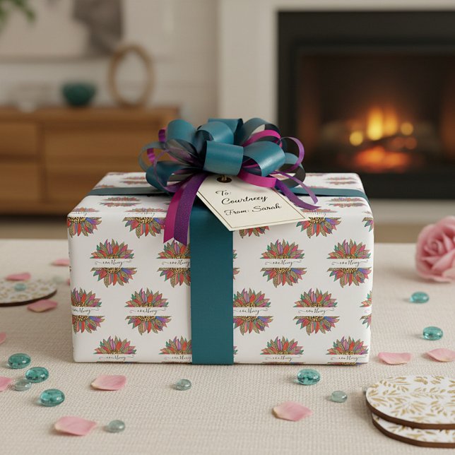 Inslagning av regnbåge och leopard-personlig presentpapper (Skapare uppladdad)