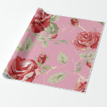 Inslagning av röd ros i Cherry blommar papper Presentpapper<br><div class="desc">Inslagning av röd ros i den klassiska utskriften av Cherry blommar pappert. Denna vackra klassiska blommigt kommer att vara perfekt för en inomhus- eller utomhusträdgård firande för en bröllop,  möhippa,  babydusch eller en firande i land stil. Hela samlingen är anpassade. Njut av firande!</div>