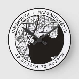 Insmouth City Karta Lovecraft Rund Klocka