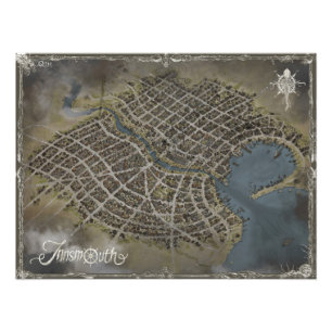 Insmouth karta, Lovecraft World - Fotoutvidgning Fototryck