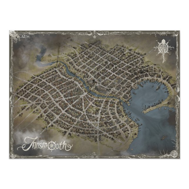 Insmouth karta, Lovecraft World - Fotoutvidgning Fototryck (Framsidan)