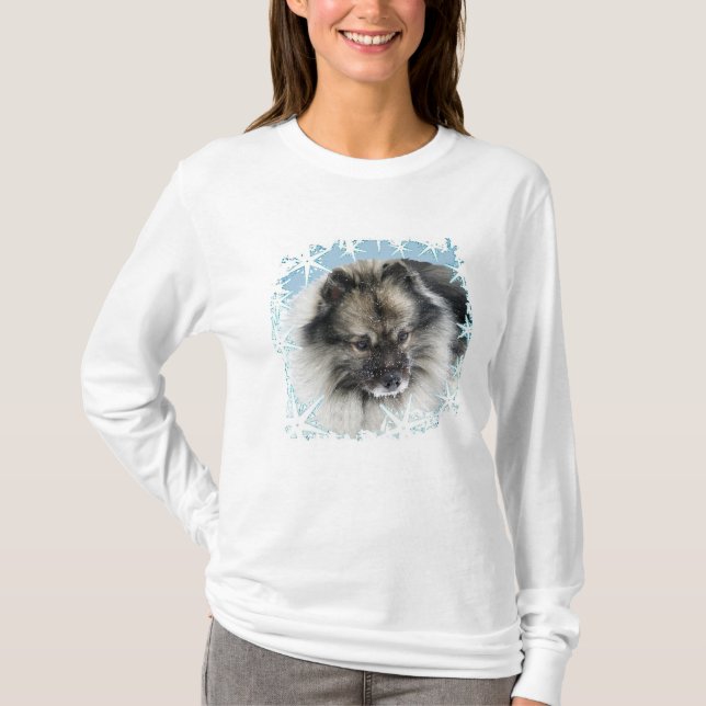 Insnöat skjortan för ansikteKeeshond T T-shirt (Framsida)