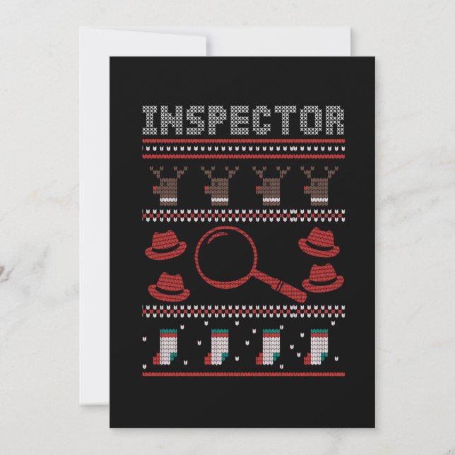 Inspector Investigator Ugly Christmas Sweater Gift Inbjudningar (Framsida)