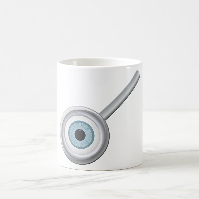 Inspektion av Eyeball Magnifying Glass Roligt Öga Kaffemugg (Skapare uppladdad)