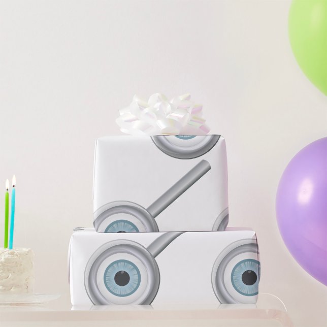 Inspektion av Eyeball Magnifying Glass Roligt Öga Presentpapper (Skapare uppladdad)