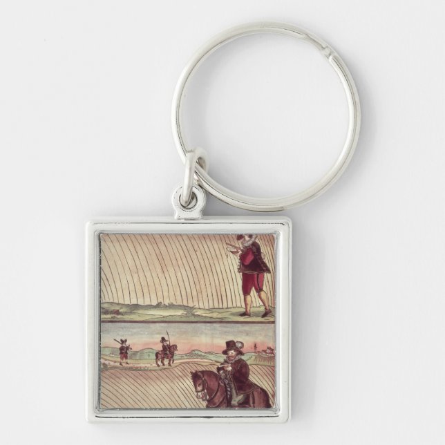 Inspektör  c.1590 fyrkantig silverfärgad nyckelring (Framsidan)