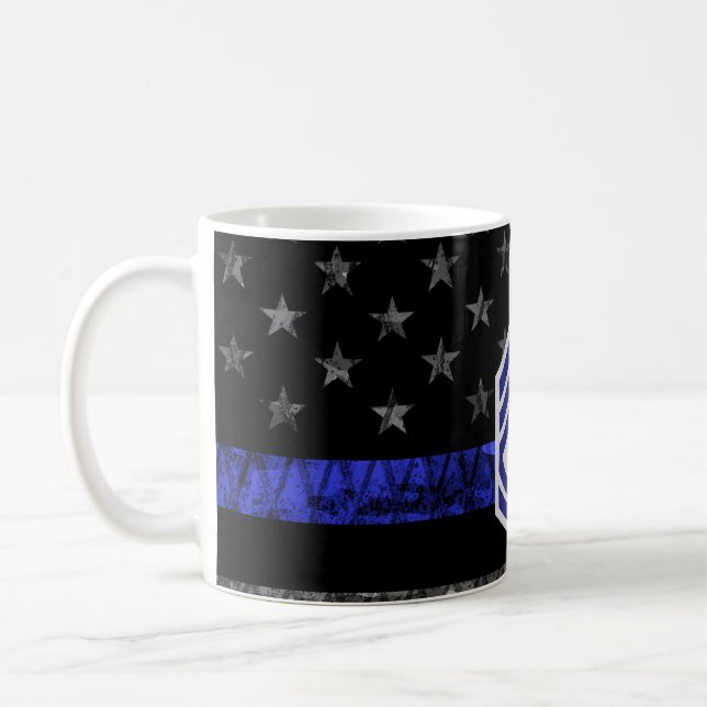 Inspektör med Diamond Thin Blue Line Distress Fl Kaffemugg (Vänster)
