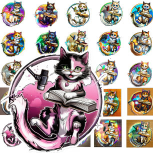 Inspelning av Kattunge-sticker - 25 konstvariation Klistermärken