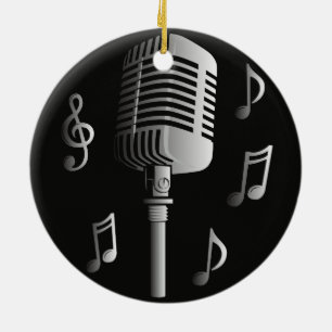 Inspelning för musik för mikrofonvintage uttryck julgransprydnad keramik