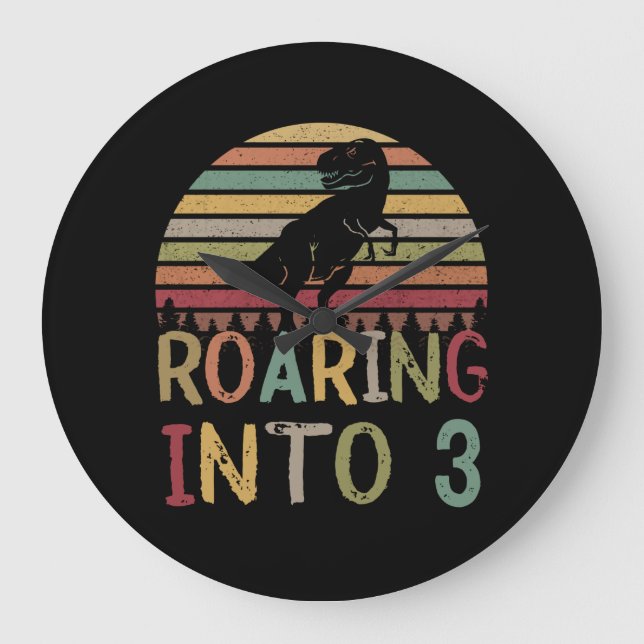 Inspelning i 3:e födelsedag, dinosaur T Rex Stor Klocka (Framsida)