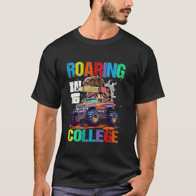 Inspelning i College Dinosaur Monster Lastbil Back T Shirt (Framsida)