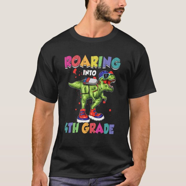 Inspelning i fjärde Klass-dinosaur-läraren tillbak T Shirt (Framsida)