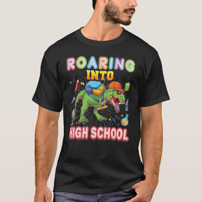 Inspelning i High School Dinosaur Rex Sausus Back T Shirt (Framsida)