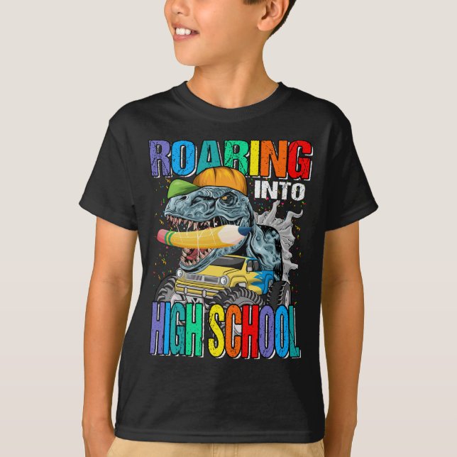 Inspelning i High School Monster Lastbil Dinosaur T Shirt (Framsida)