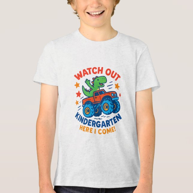 Inspelning i Kindergarten - Dino Monster Lastbil T Shirt (Framsida)
