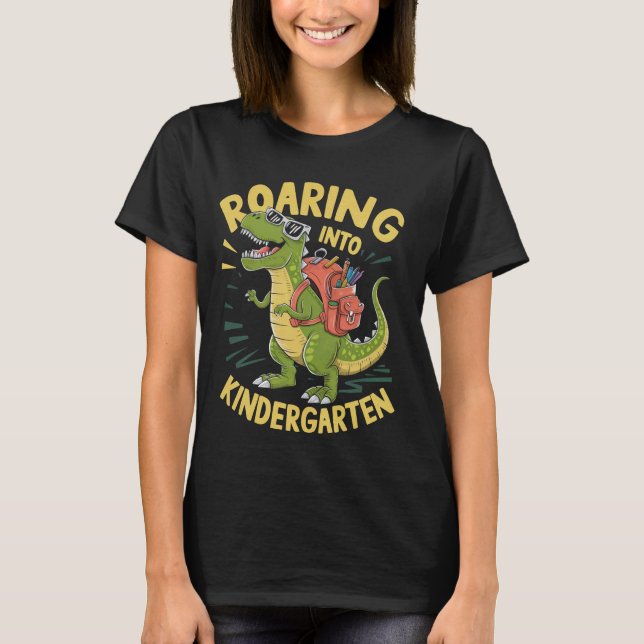 Inspelning i Kindergarten T Rex Dinosaur Tillbaka  Shirt (Framsida)