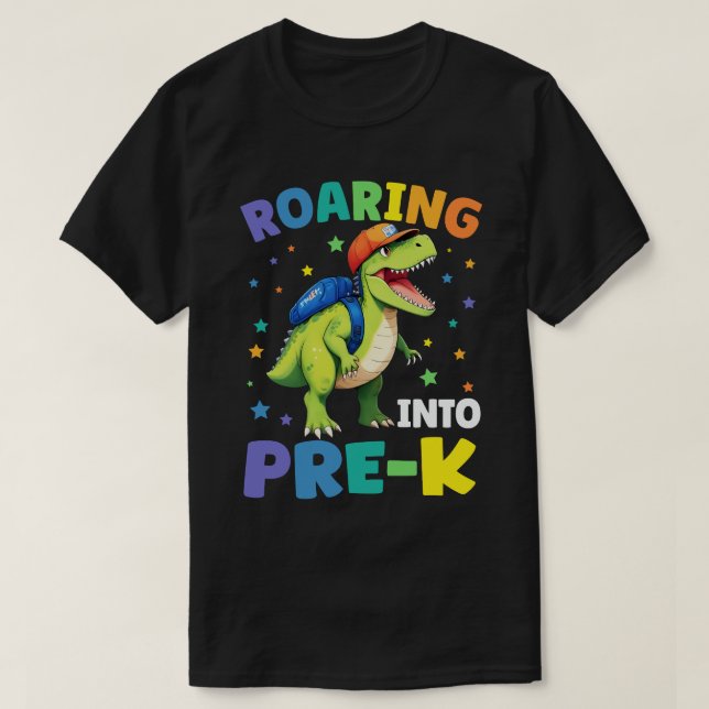 Inspelning i pre-K dosinosaur t Rex Back to school T Shirt (Design framsida)