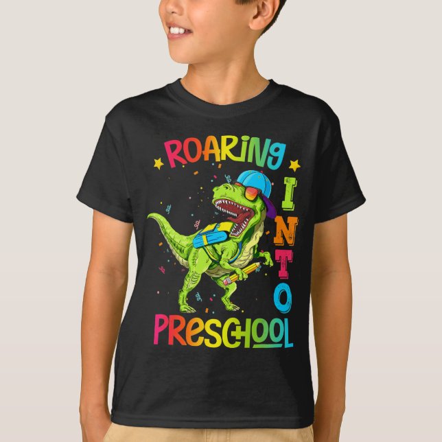 Inspelning i Preschool Dinosaur Teacher-baksidan T Shirt (Framsida)