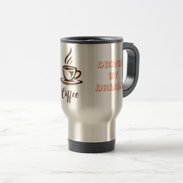 "Inspierat av kaffe, driven av Dreams"- Resemugg (Framsida höger)