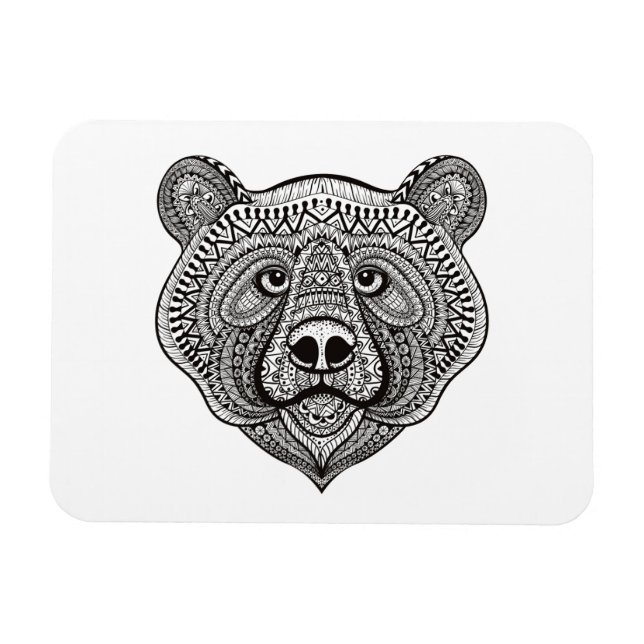 Inspierat Bear Ansikte Magnet (Horisontell)