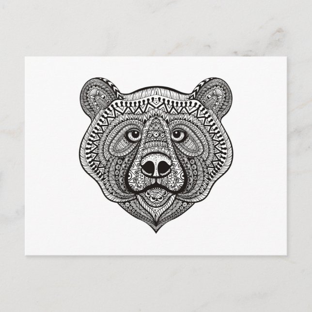 Inspierat Bear Ansikte Vykort (Framsida)