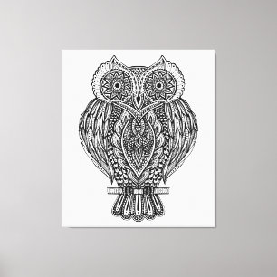 Inspierat Hand plockade Ornate Uggla 6 Canvastryck