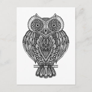 Inspierat Hand plockade Ornate Uggla Vykort