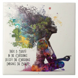 Inspierat kvinnligt embrace Ceramic Tile Kakelplatta