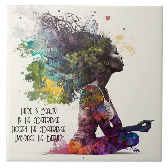 Inspierat kvinnligt embrace Ceramic Tile Kakelplatta (Framsidan)