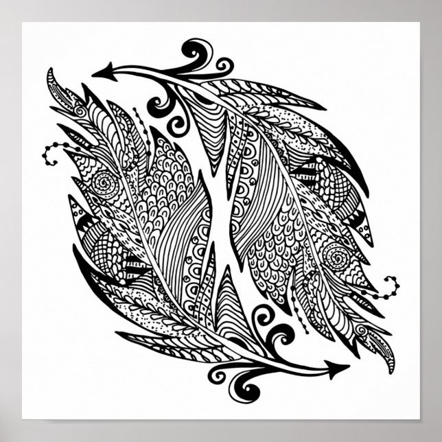 Inspikad skiss av fjädrar 2 poster (Framsidan)