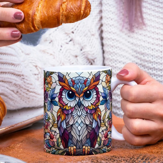 Inspikat glas med uggla kaffemugg (Skapare uppladdad)