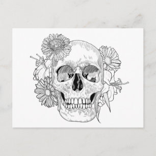 Inspikat skal och blommor vykort