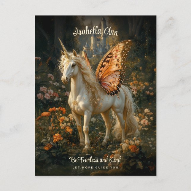 Inspiration av Fairy Horse Orange Butterfly Vingar Vykort (Framsida)
