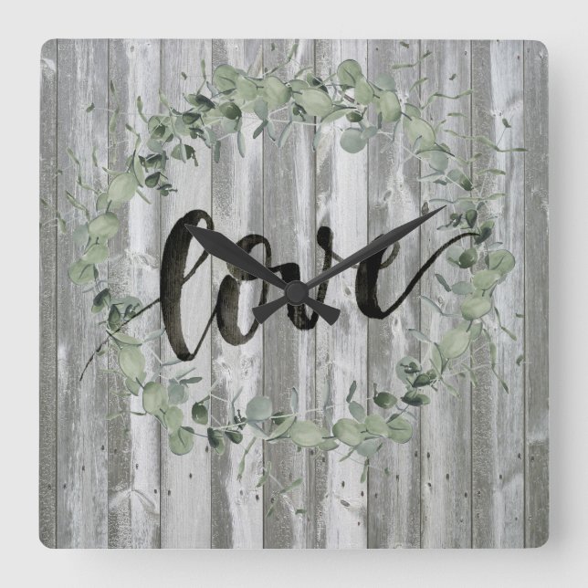 Inspiration av jordbrukshus - Kärlek Fyrkantig Klocka (Framsida)