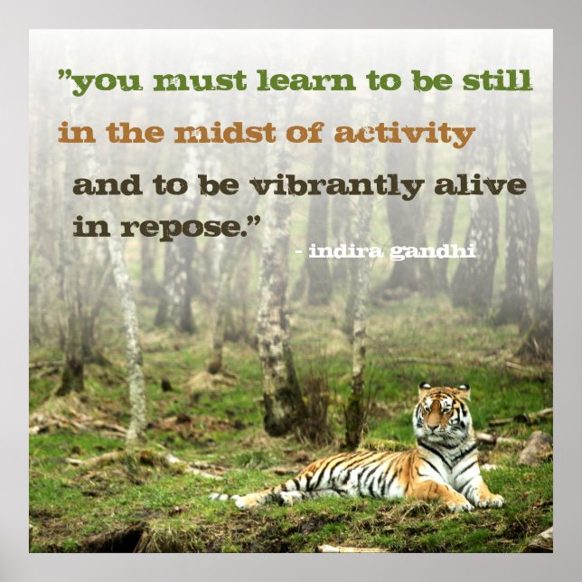 Inspiration Indira Gandhi Quote w Tiger Inspiring Poster (Framsidan)